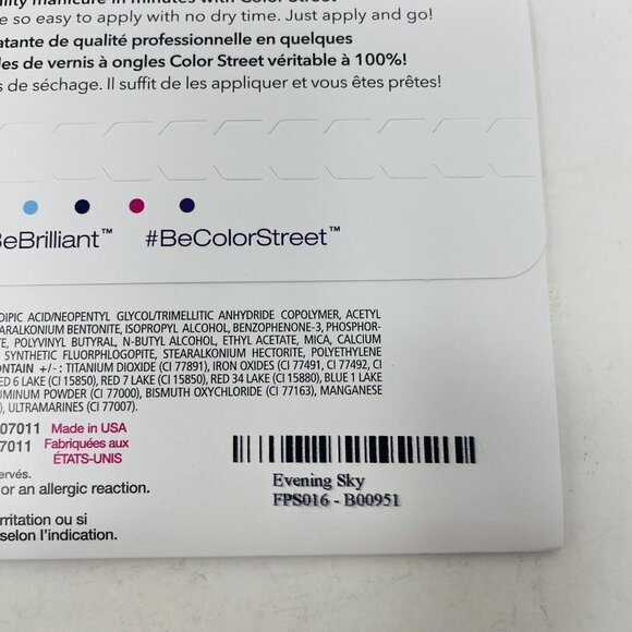 Color Street 100% Real Nail Polish Strip Evening Sky Pedicure Purple Pearlescent - Picture 4 of 4